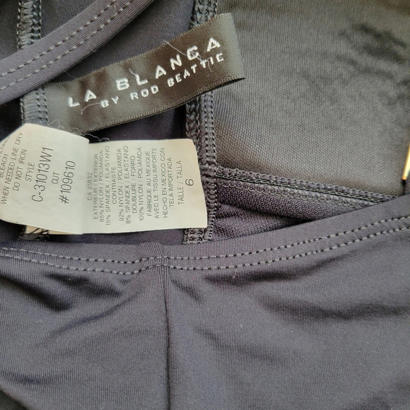 La Blanca by Rod Beattie Shirred One Piece Swimsuit Size 6 Black Excellent Cond. - Picture 8 of 8